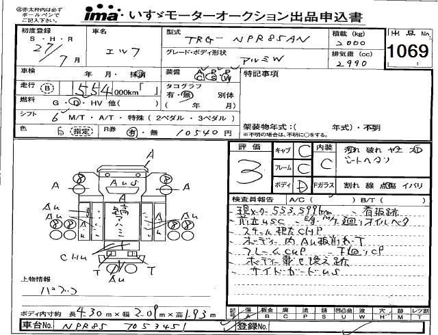 Аукционный лист ISUZU ELF 2015