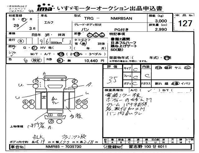 Аукционный лист ISUZU ELF 2017