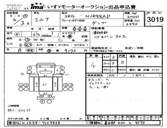 Аукционный лист ISUZU ELF 2022