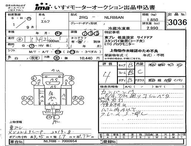 Аукционный лист ISUZU ELF 2019