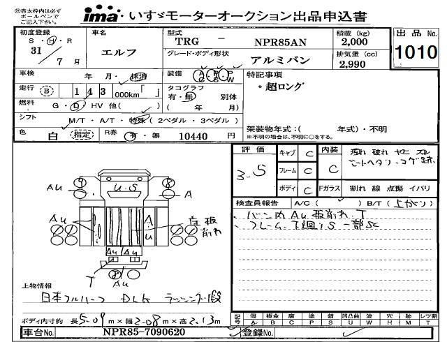 Аукционный лист ISUZU ELF 2019
