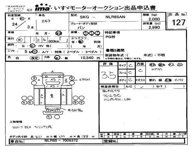Аукционный лист ISUZU ELF 2012