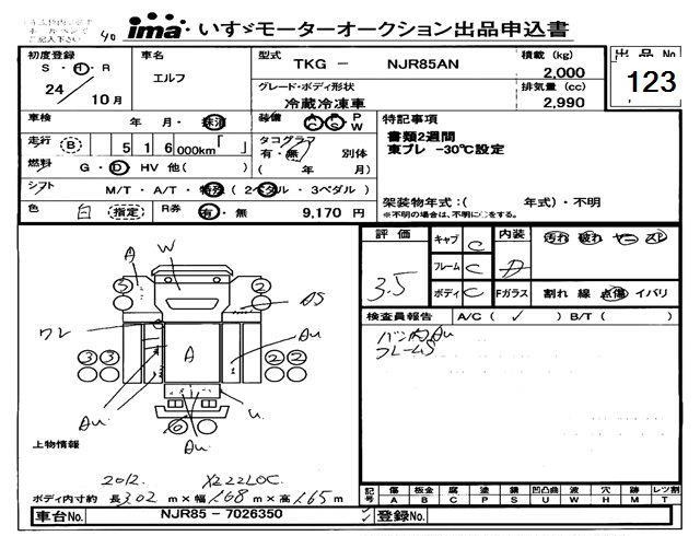 Аукционный лист ISUZU ELF 2012