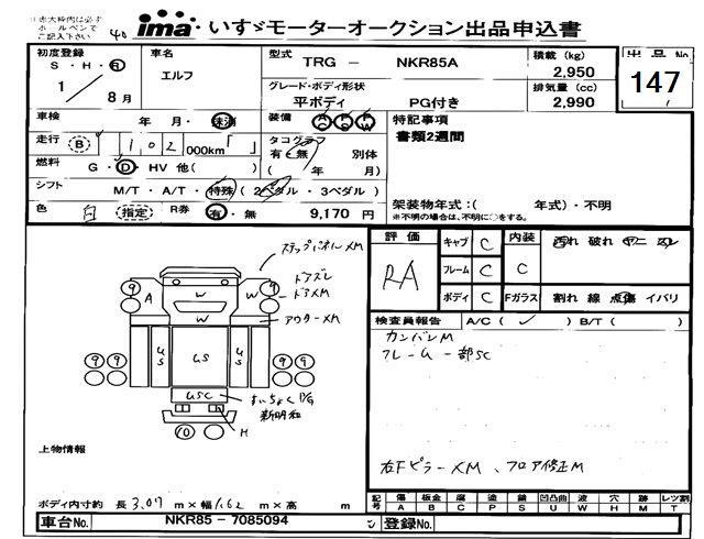 Аукционный лист ISUZU ELF 2019