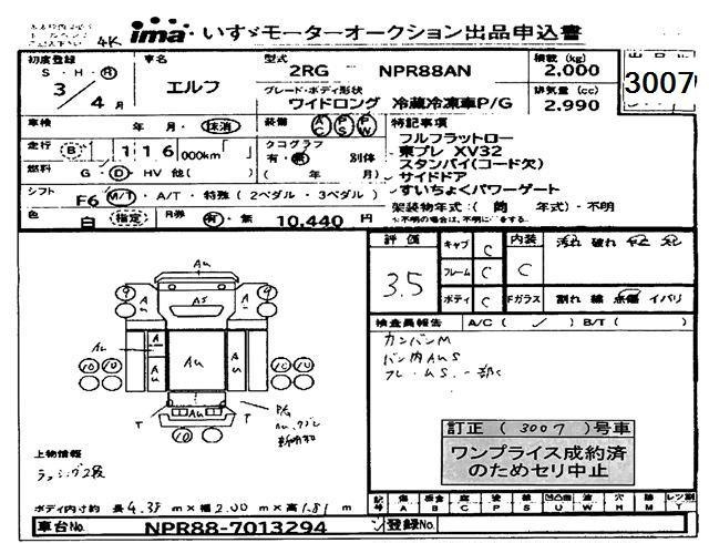 Аукционный лист ISUZU ELF 2021