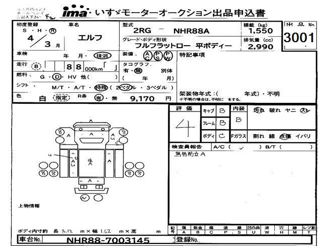 Аукционный лист ISUZU ELF 2022