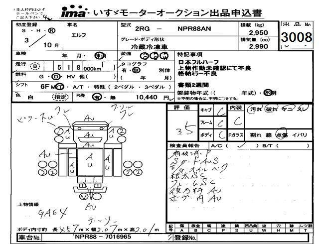 Аукционный лист ISUZU ELF 2021