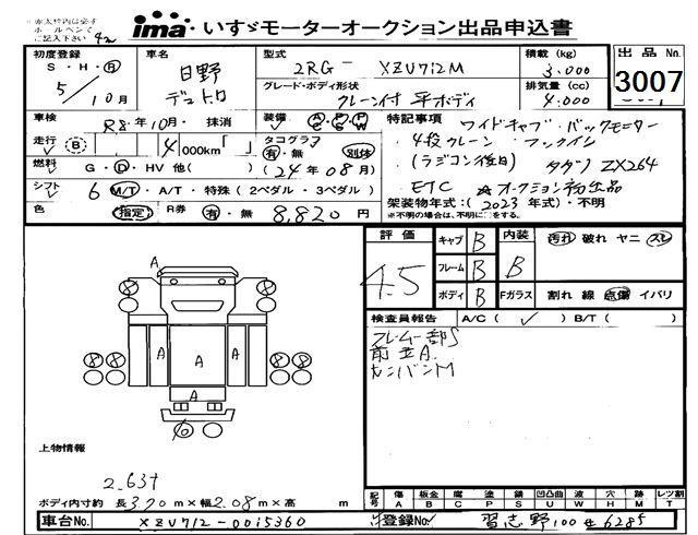Аукционный лист HINO DUTRO 2023
