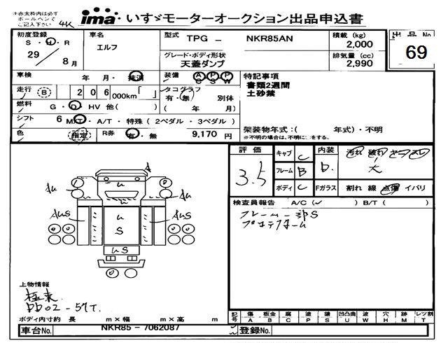 Аукционный лист ISUZU ELF 2017