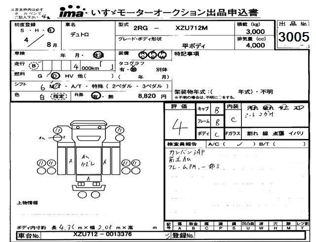 Аукционный лист HINO DUTRO 2022